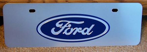 Ford oval blue s/s plate half high